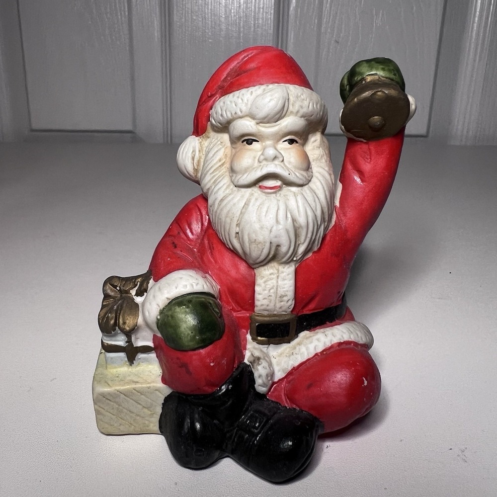 Vintage Sitting Santa Hand Painted 4 Inch